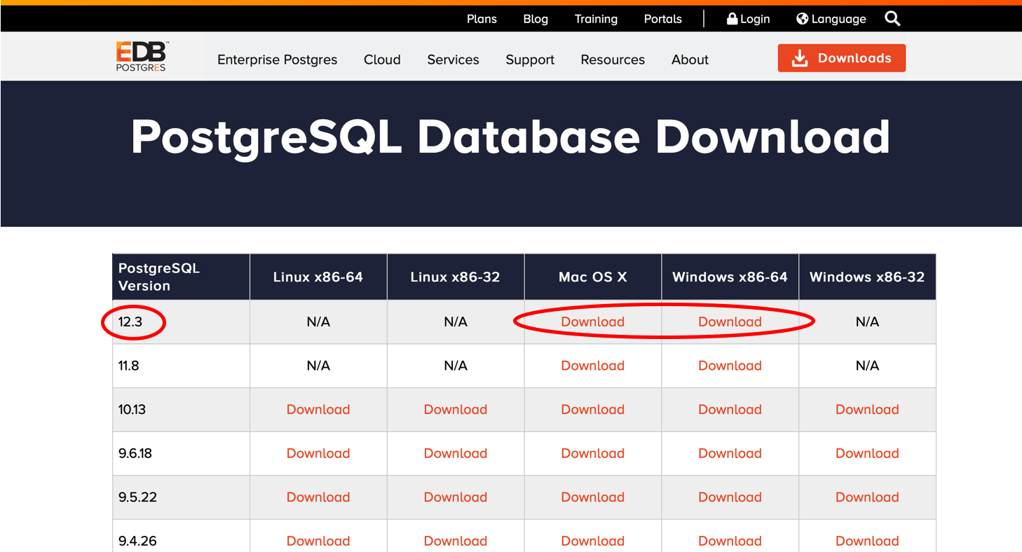The most recent version of PostgreSQL is 12.3 at the time of this tutorial. Select the latest version you see.